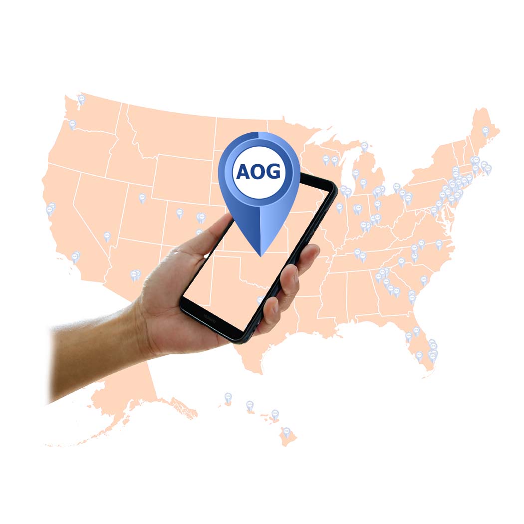 2022 Website Hand with Map and AOG Pin